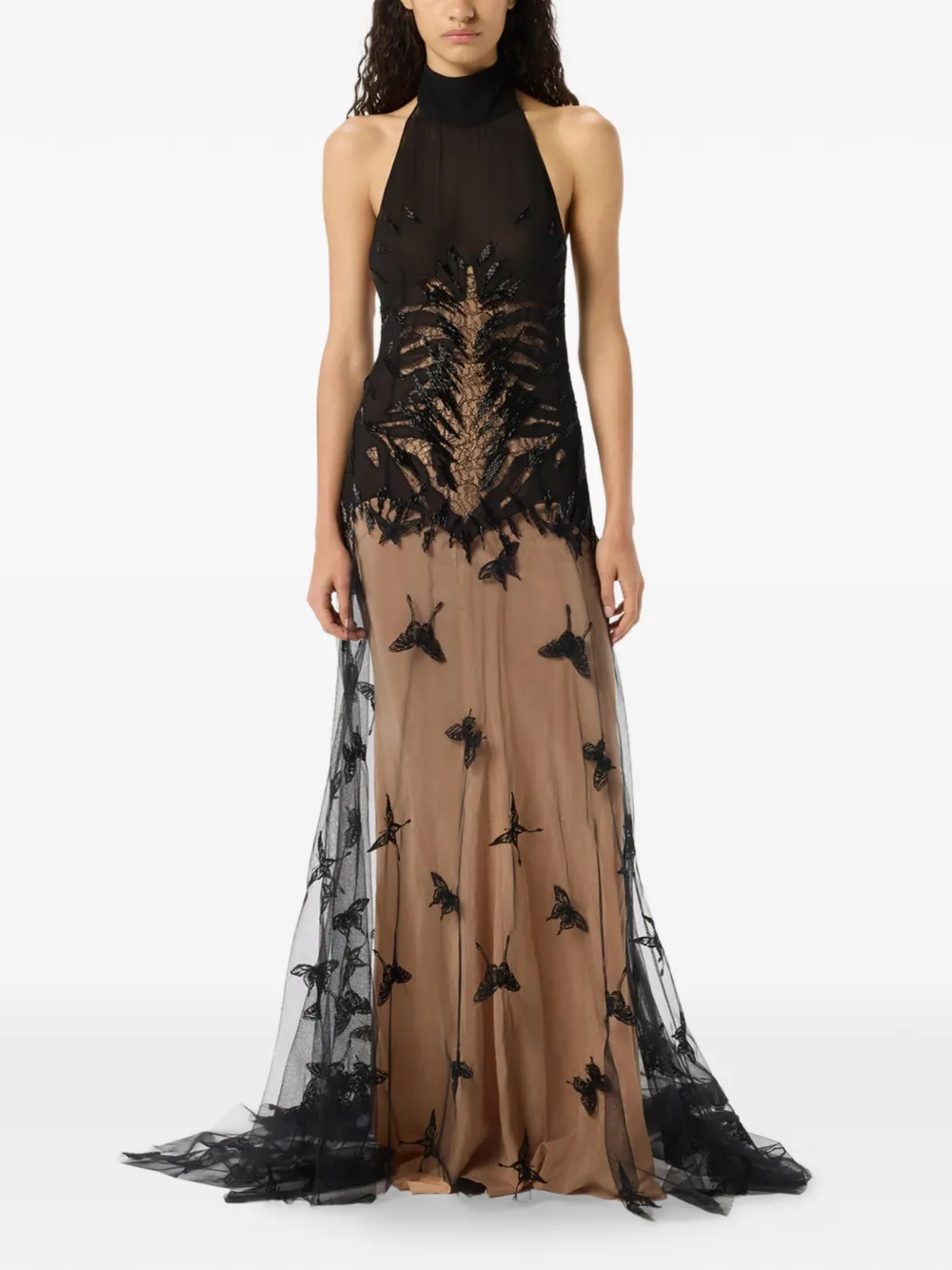 Blumarine Tulen maxi-jurk Zwart