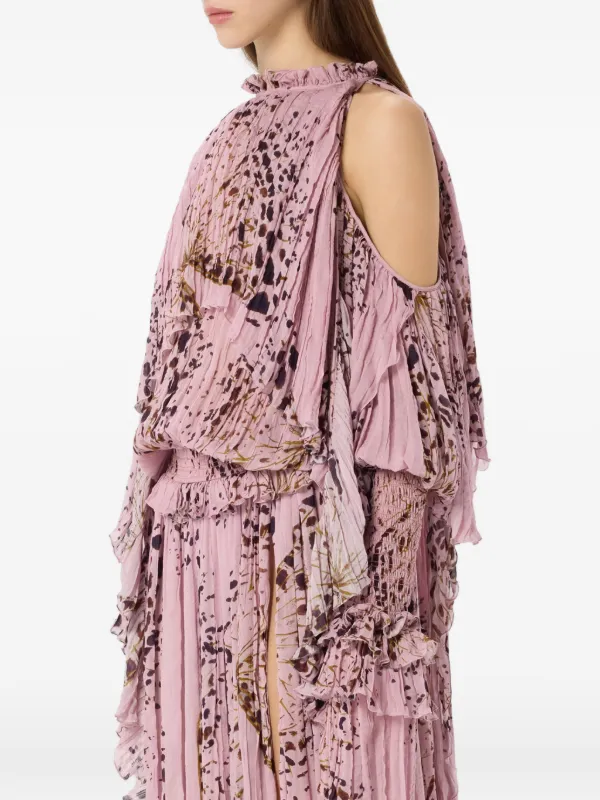 Blumarine butterfly-print Ruffled ,axi Dress | Pink | FARFETCH
