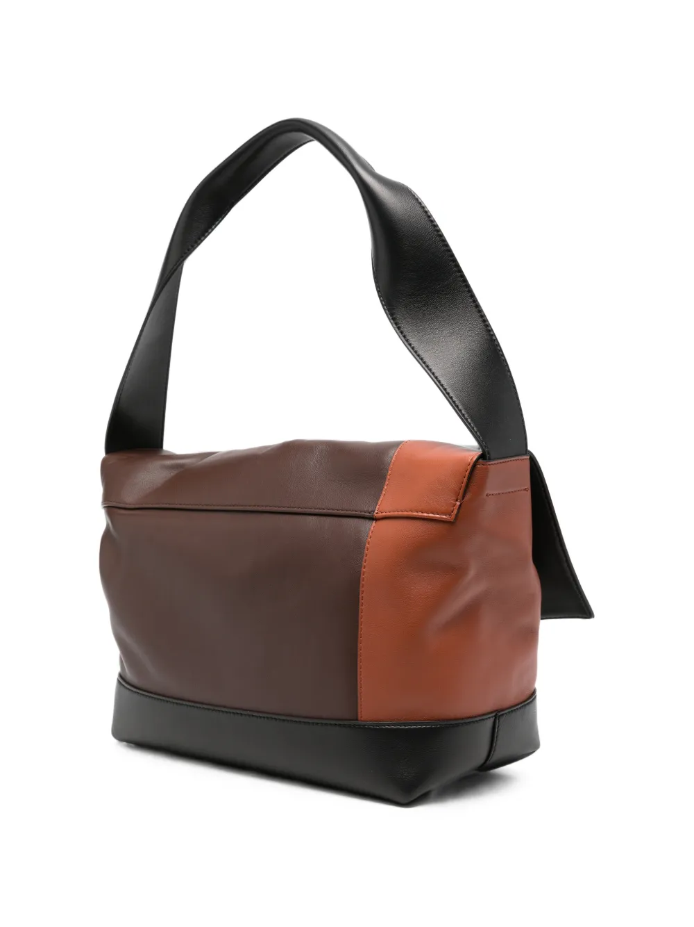 Marni Leren schoudertas met colourblocking Bruin