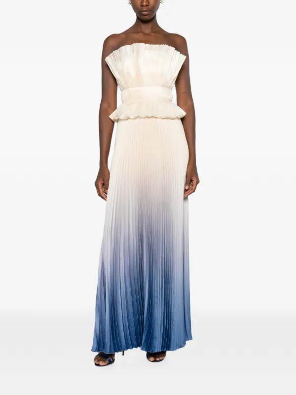 L'IDÉE Masquerade Gown Pleated Maxi Dress | Neutrals