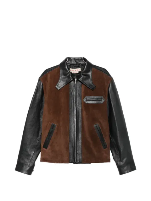 Marni panelled zipped leather jacket