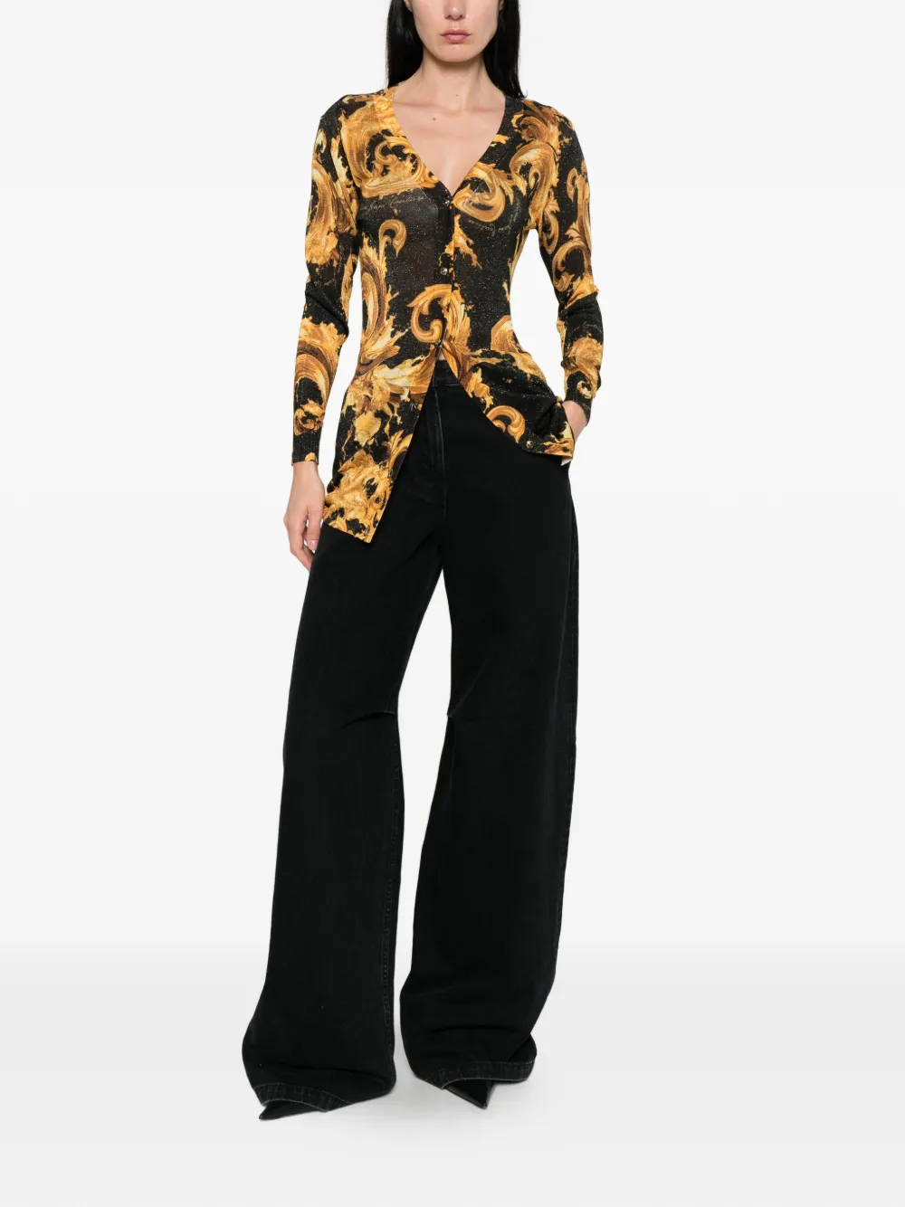 Versace Jeans Couture Vest met barokprint Zwart