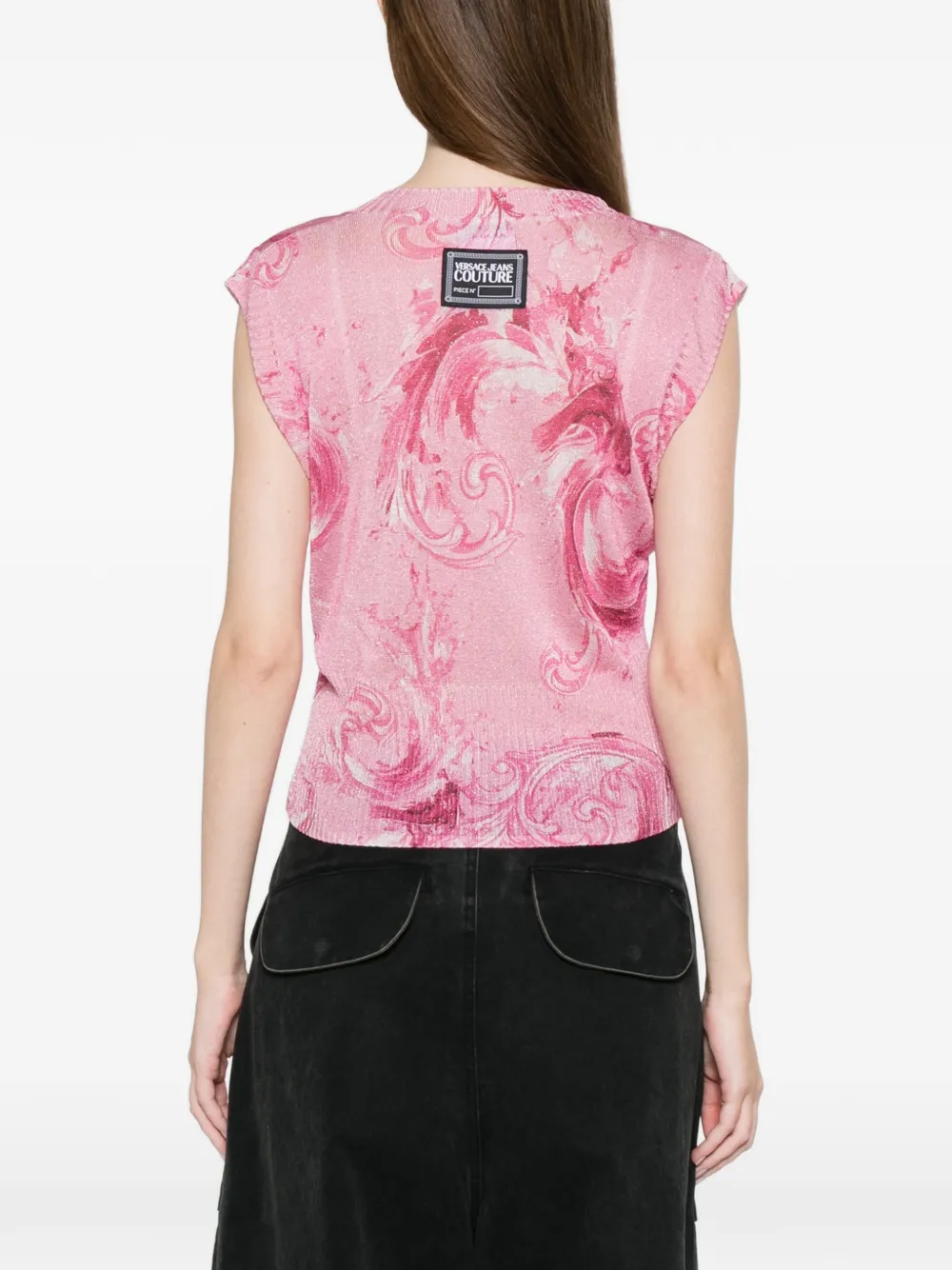 Versace Jeans Couture Top met V-hals en patroon Roze