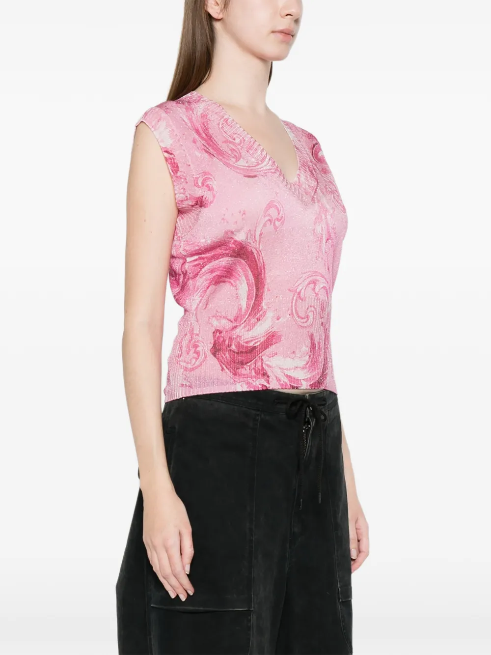 Versace Jeans Couture Top met V-hals en patroon Roze