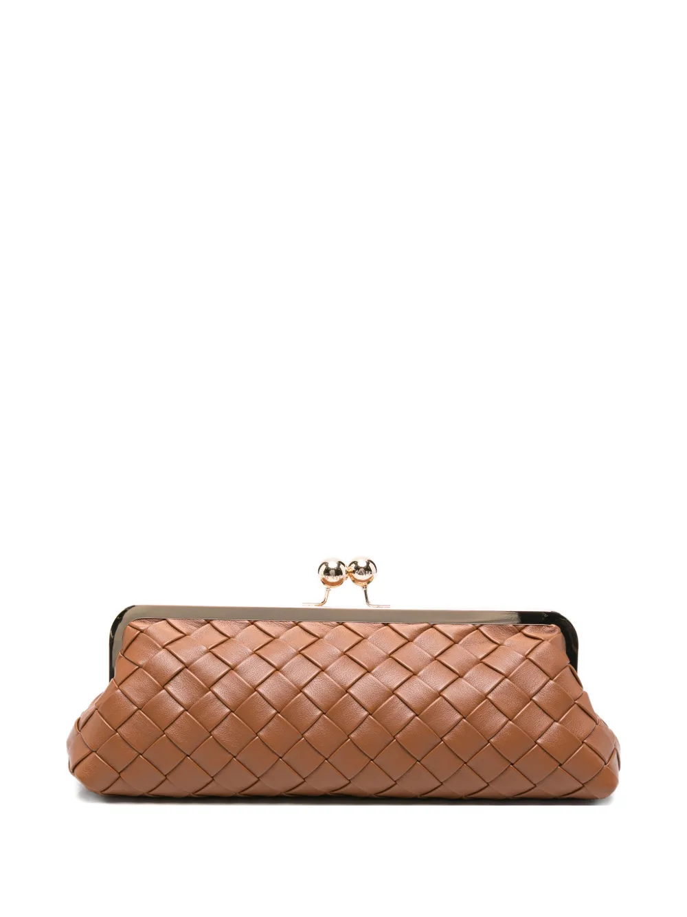 TWINSET woven kiss-lock clutch bag - Marrone