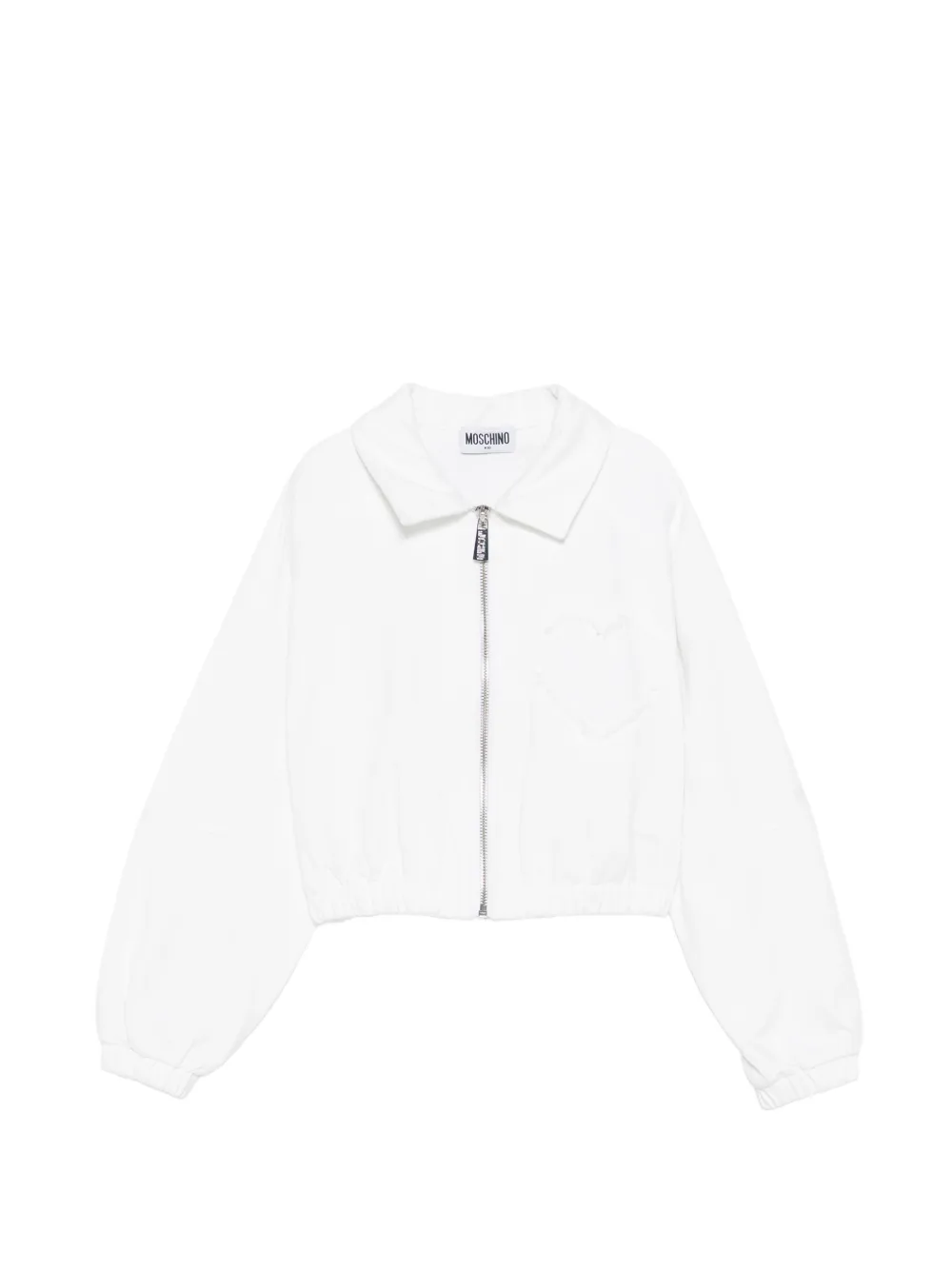 Moschino Kids heart zip bomber jacket - White