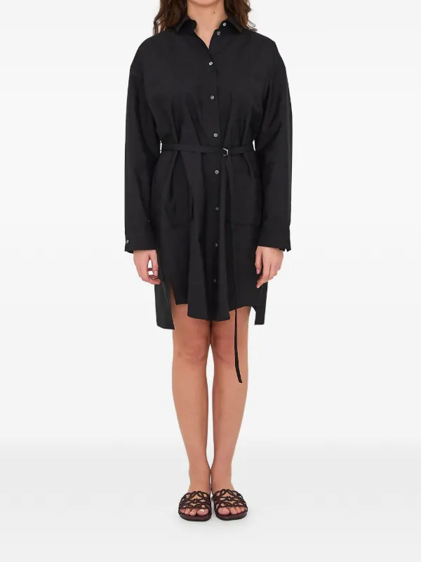 Loewe Shirt Dress in Silk and Cotton in Black