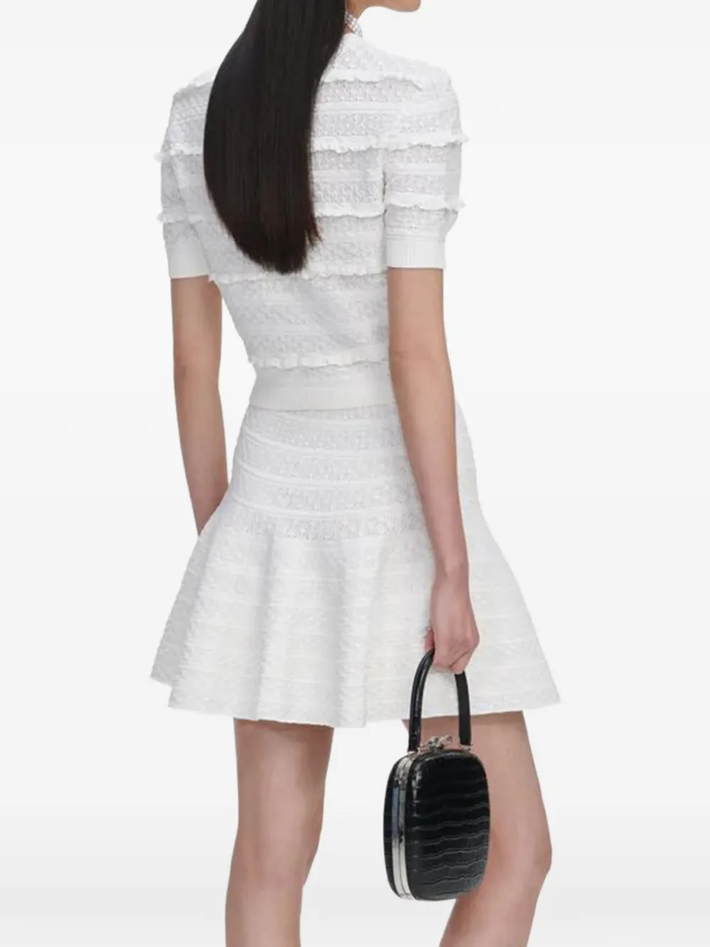  Self-portrait Ruffled Cropped Sweater - White 