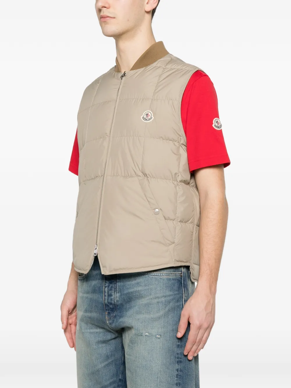 Moncler Elberton gewatteerde bodywarmer Beige