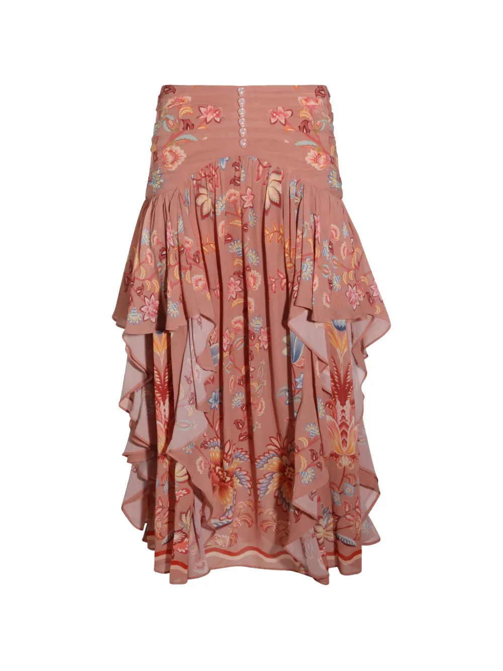 FARM Rio floral-print ruffled skirt - Rosa