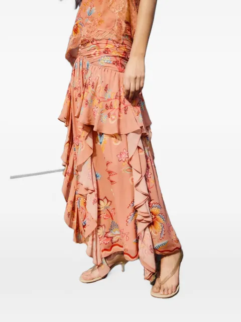 FARM Rio floral-print ruffled skirt