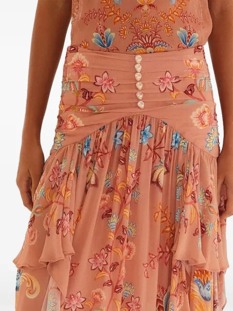 FARM Rio ruched ruffled maxi skirt