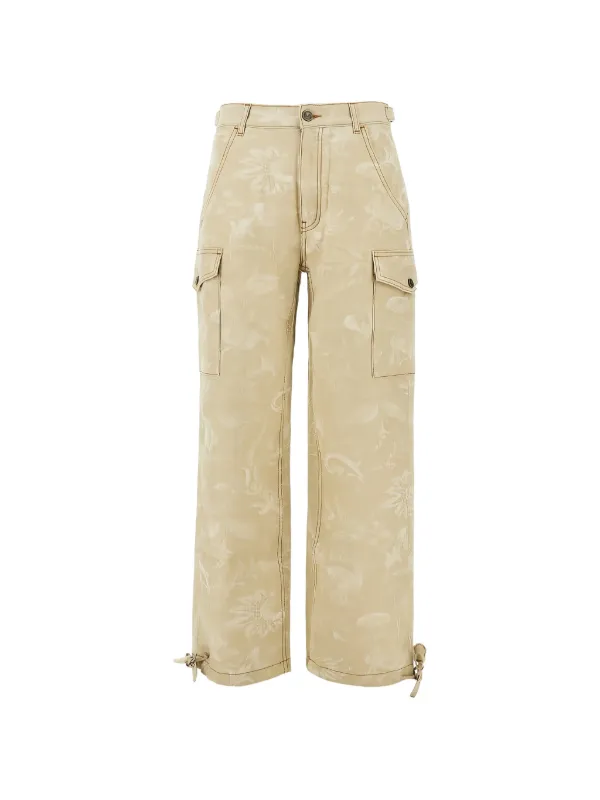Etro Leaves-embroidered Trousers in Neutrals