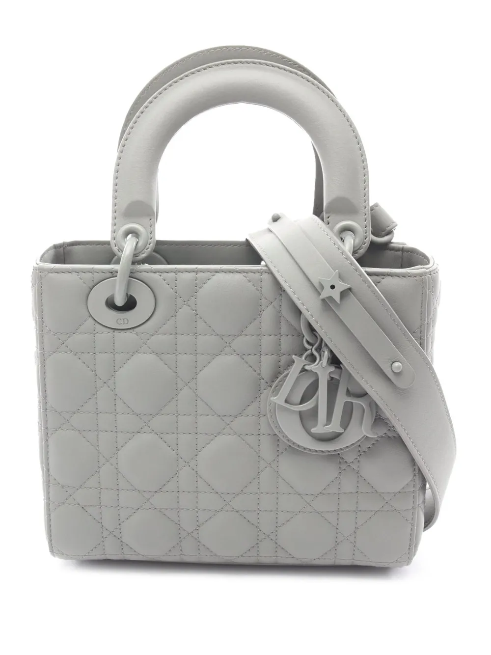 Christian Dior Pre-Owned 2010-2026 Small Lambskin Cannage Lady Dior satchel - Grigio