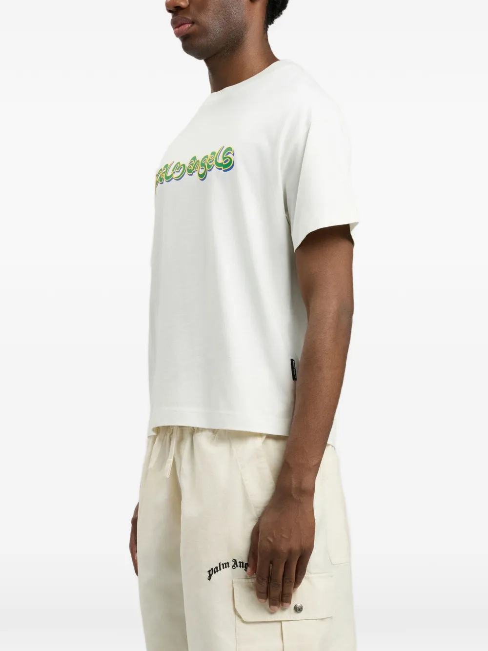 Palm Angels T-shirt met logo Beige