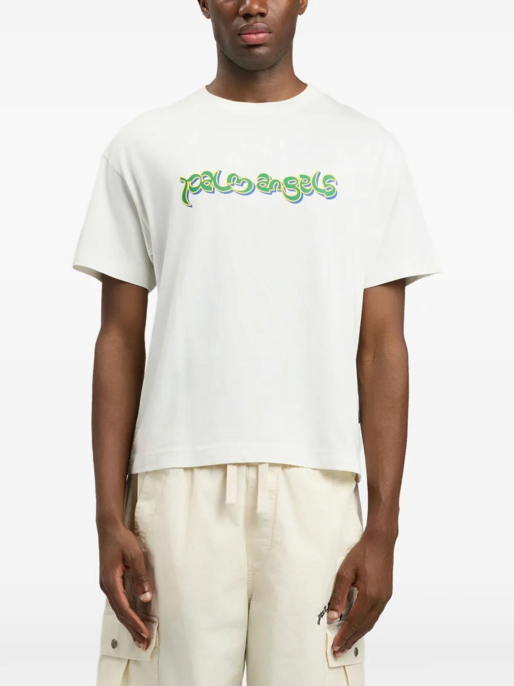 Palm Angels T-shirt met logo Beige