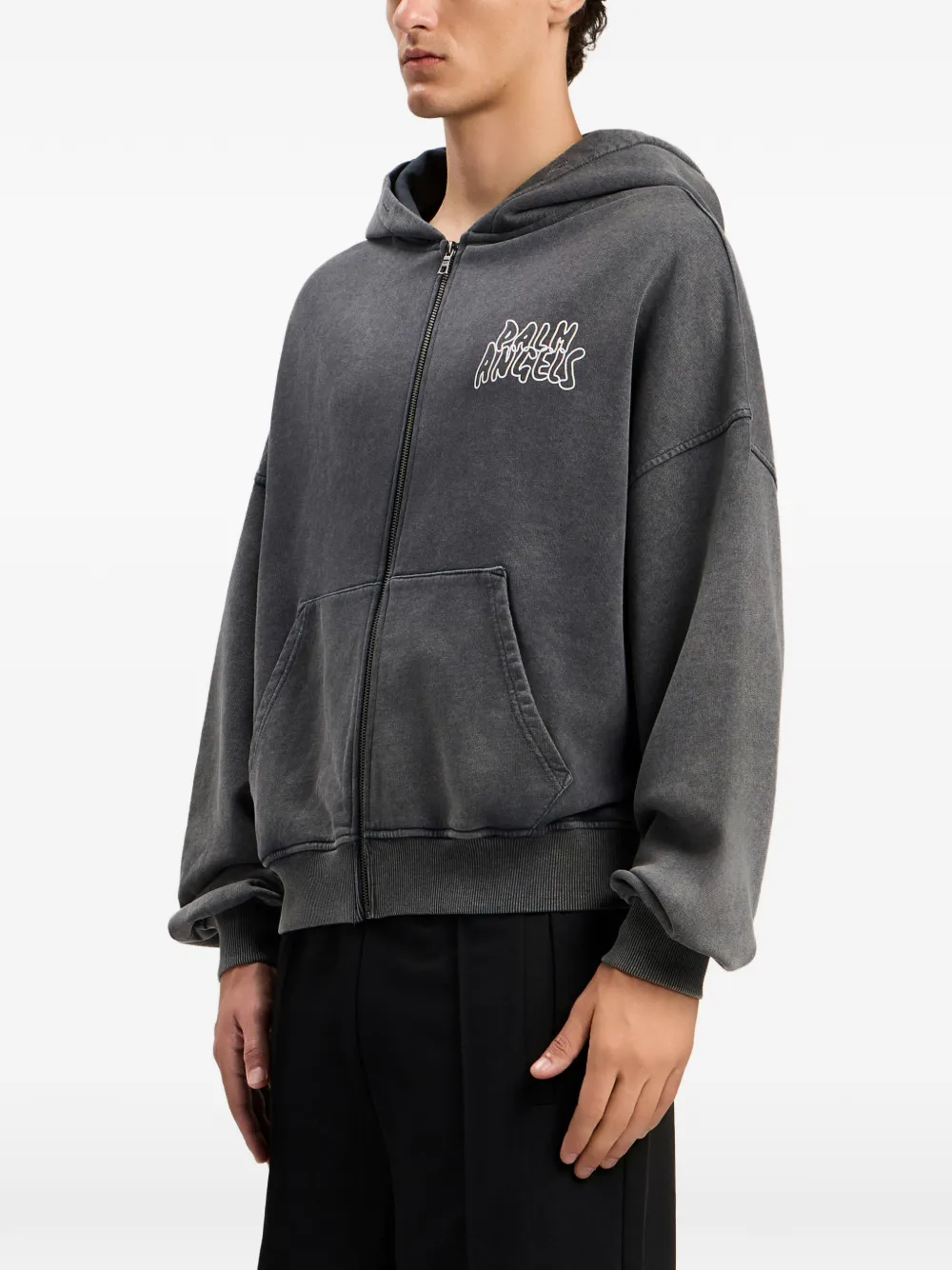 Palm Angels Hoodie met rits en grafische print Grijs