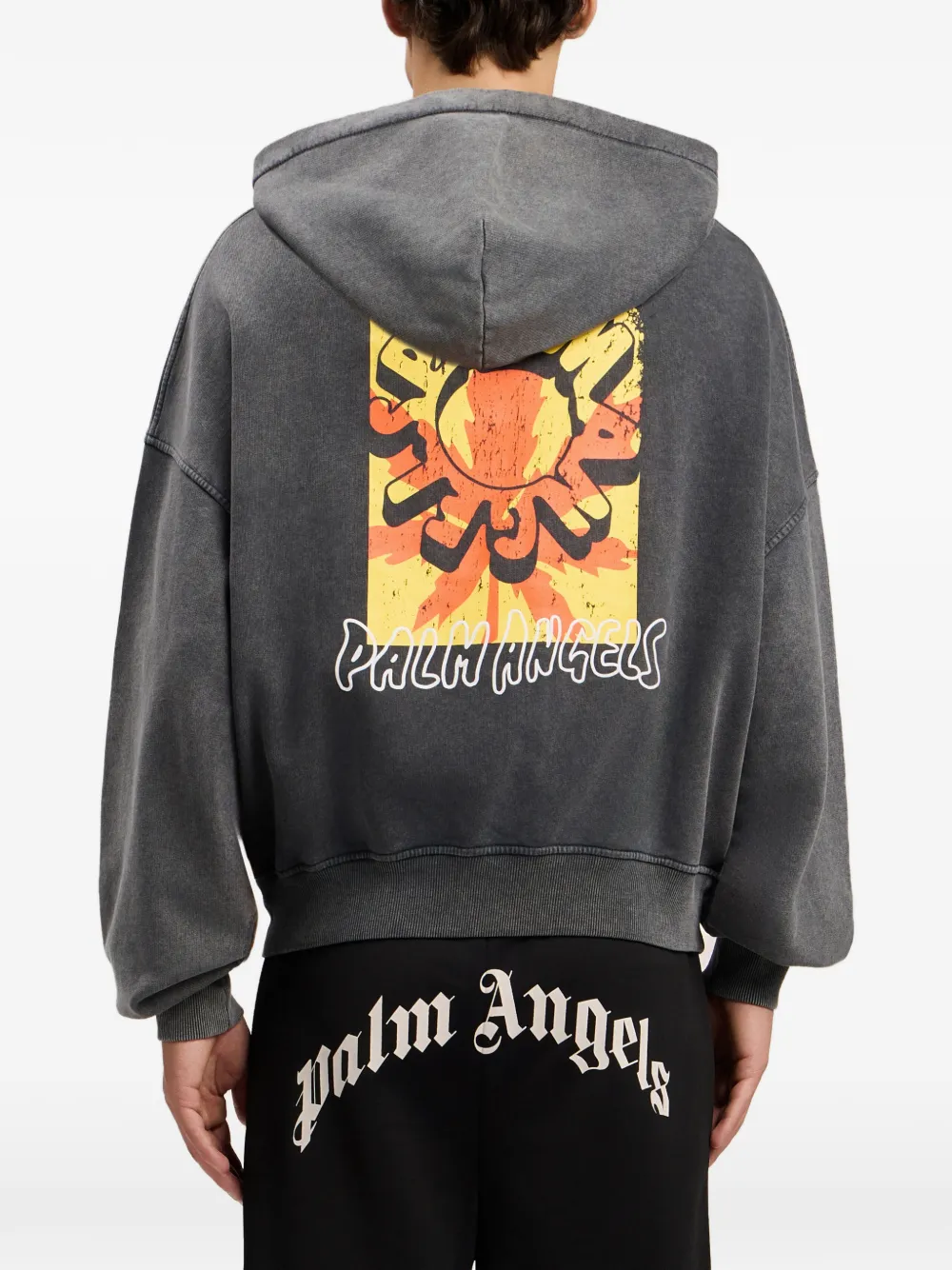 Palm Angels Hoodie met rits en grafische print Grijs