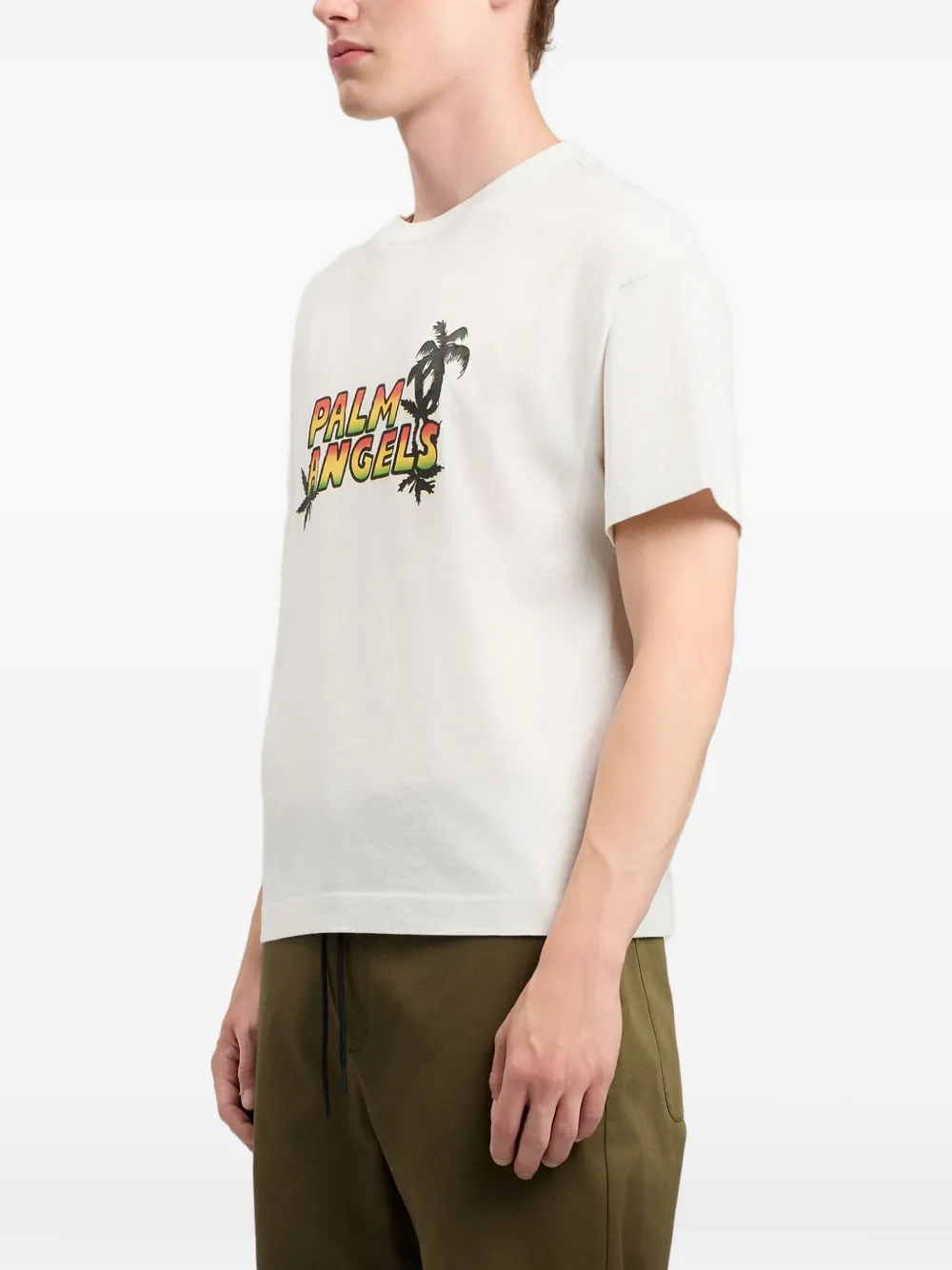 Palm Angels T-shirt met logo Beige