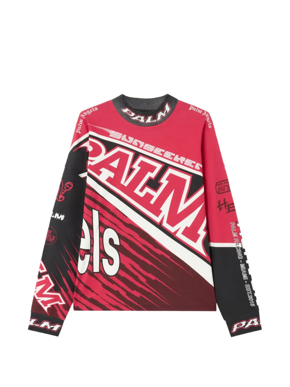 Palm Angels T-shirt a maniche lunghe con stampa - Rosso