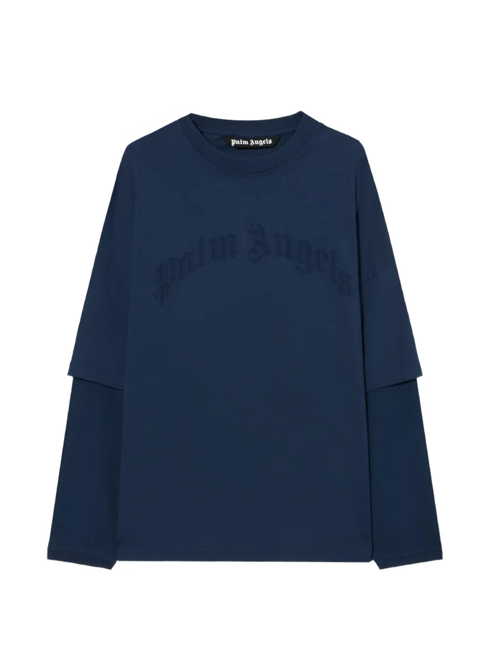 Palm Angels curved logo double long-sleeve T-shirt - Blu