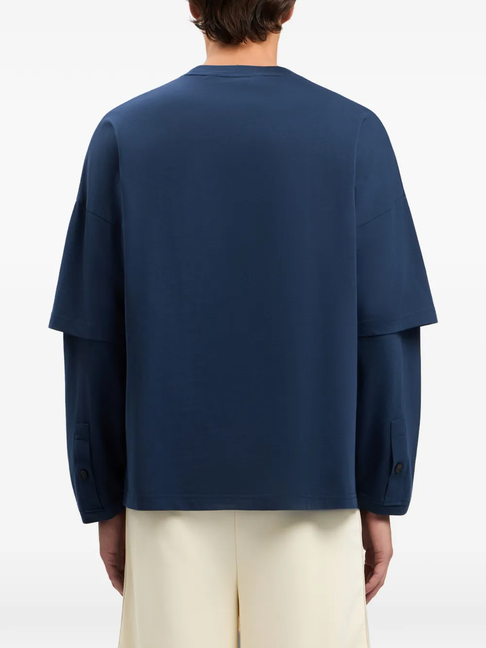 Palm Angels Gewelfd T-shirt met logo en lange mouwen Blauw