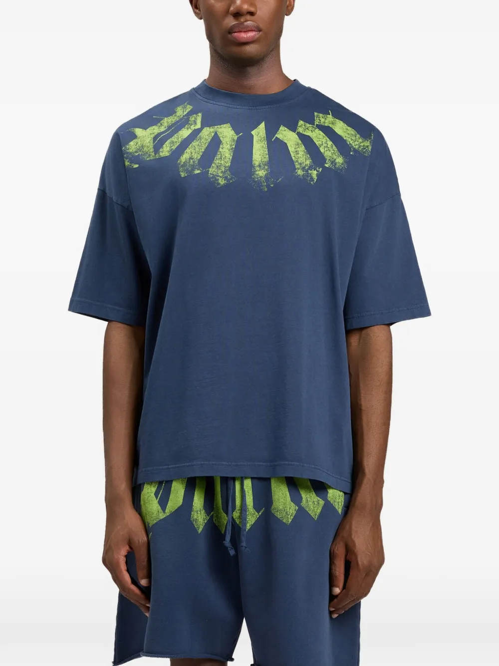Palm Angels T-shirt met logoprint Blauw