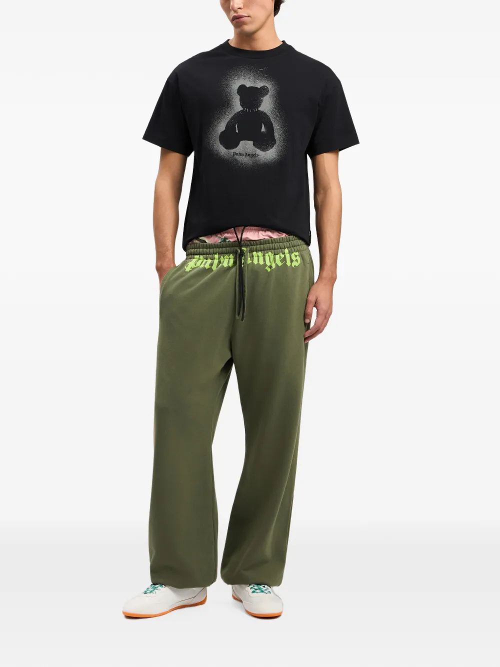 Palm Angels Spray Bear T-shirt met print Zwart