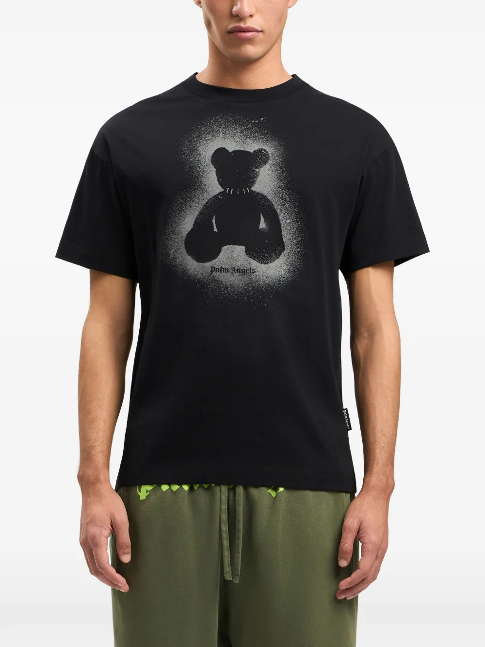 Palm Angels Spray Bear T-shirt met print Zwart