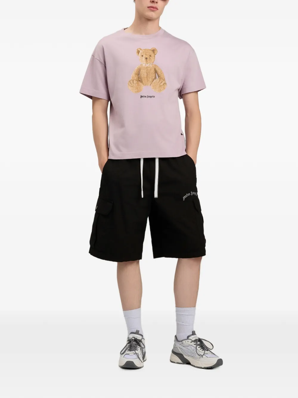 Palm Angels T-shirt met grafische beerprint Paars