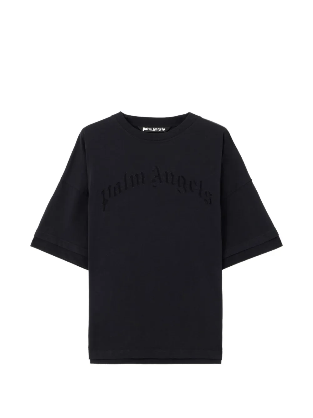 Palm Angels T-shirt met geborduurd gewelfd logo Zwart