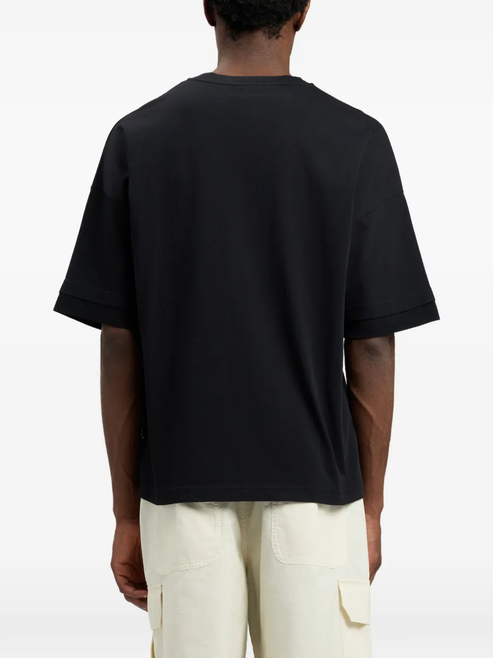 Palm Angels T-shirt met geborduurd gewelfd logo Zwart