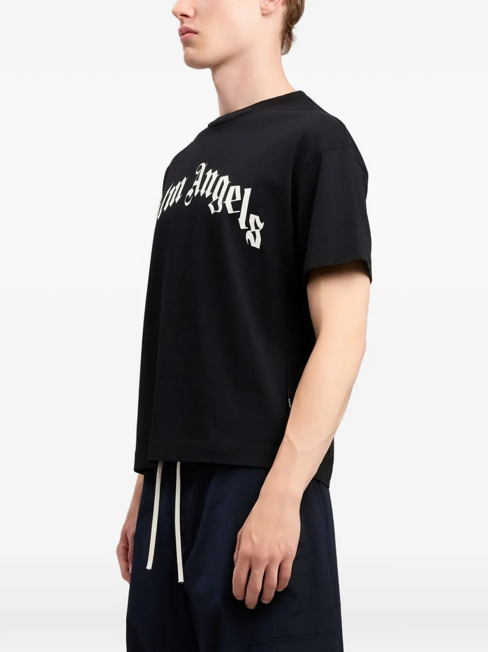Palm Angels T-shirt met logo Zwart