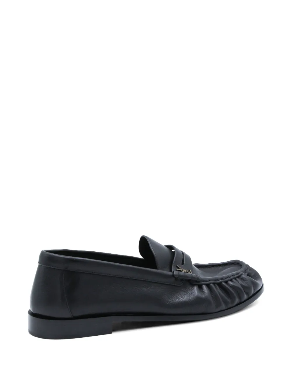 Saint Laurent Penny loafers met ruches Zwart