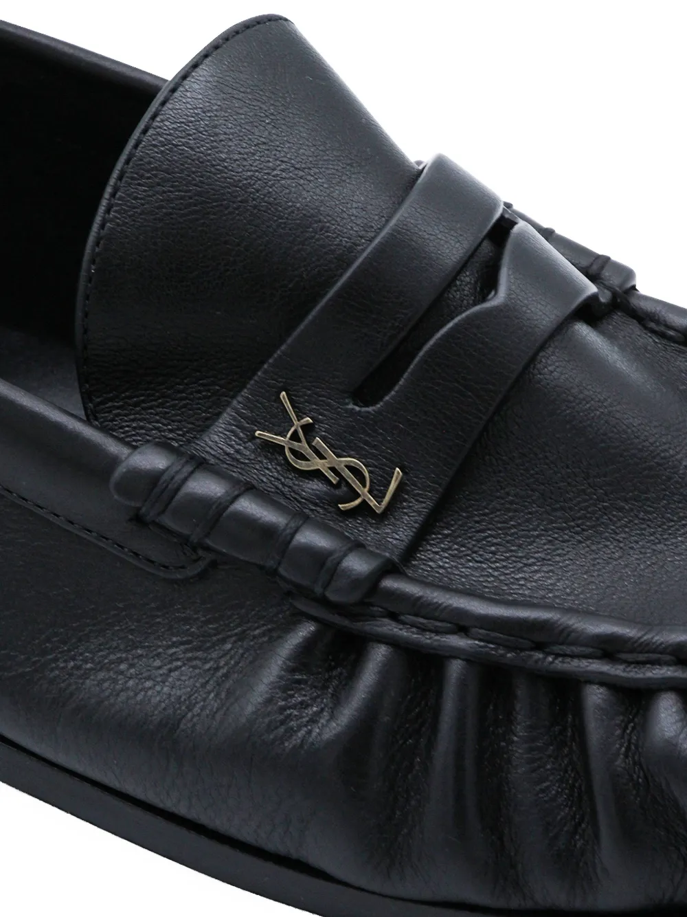 Saint Laurent Penny loafers met ruches Zwart