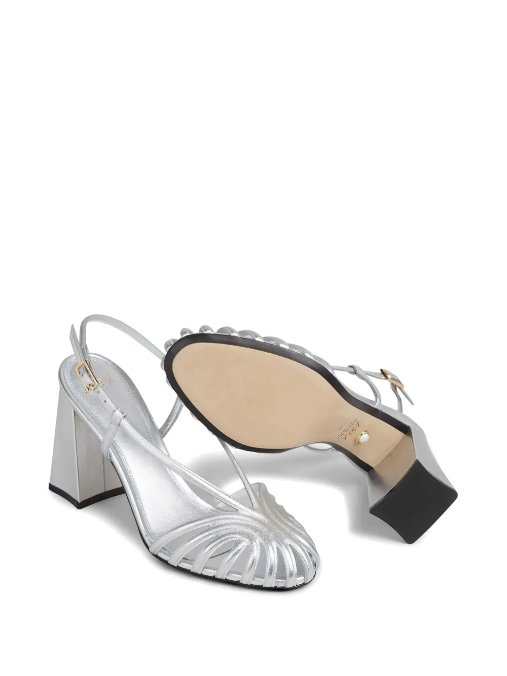 Alevì Pumps met bandjes en hak Zilver