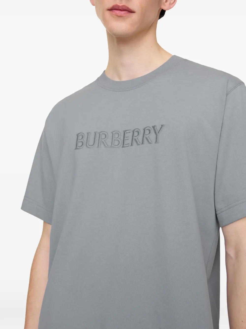Burberry Katoenen T-shirt met logo Grijs