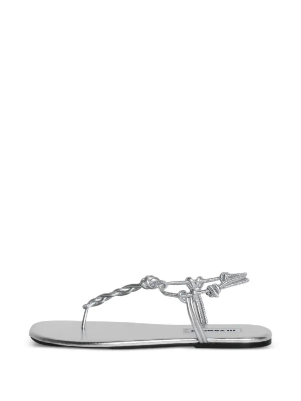Jil Sander Knot-strap Flat Sandals in Grey