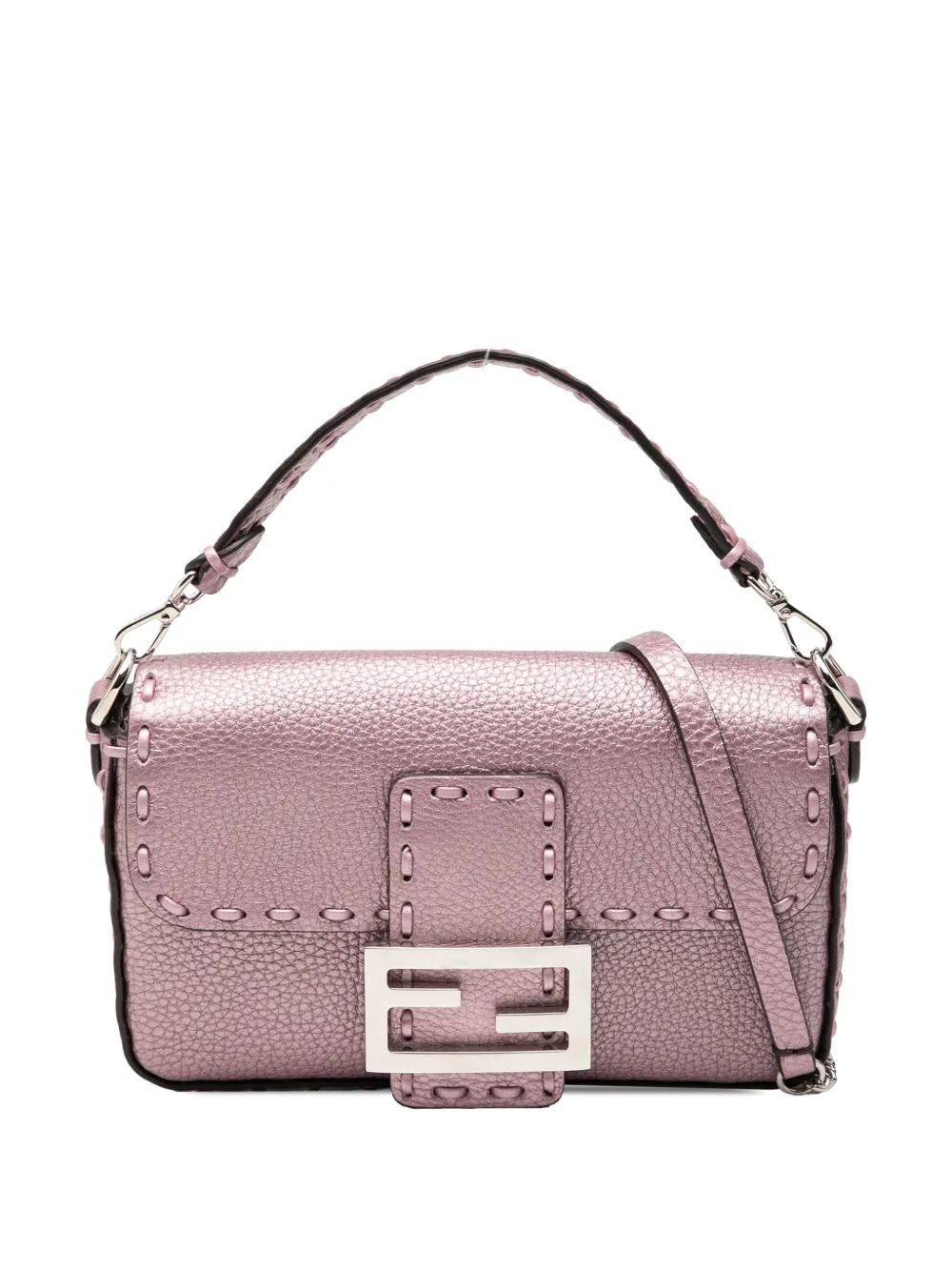 Fendi Pre-Owned 2000-2010 Mini Metallic Leather Selleria Baguette satchel - Rosa