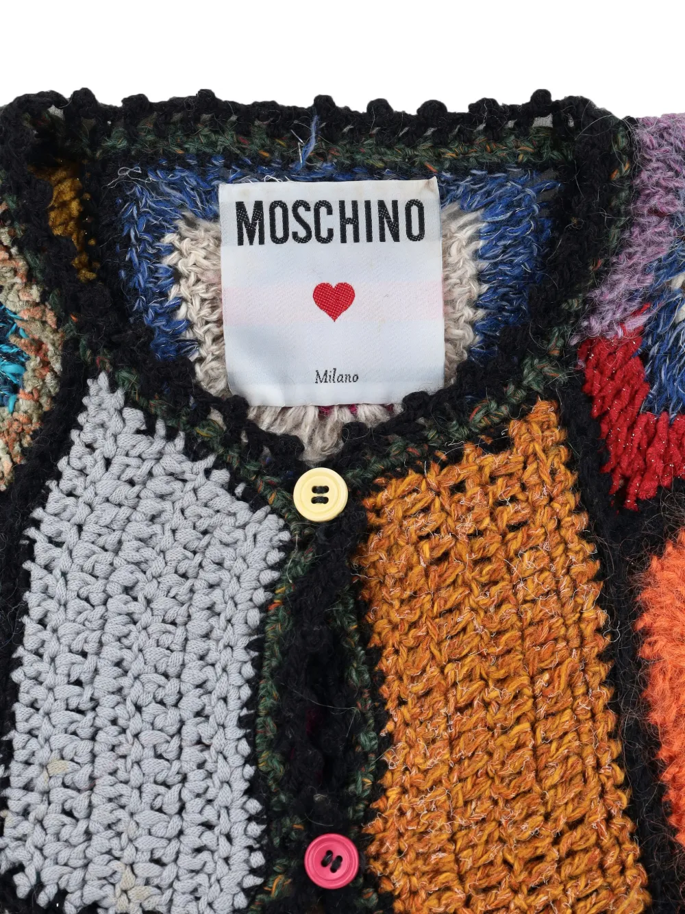 Moschino Pre-Owned multi-coloured Crochet Cardigan | Black | FARFETCH