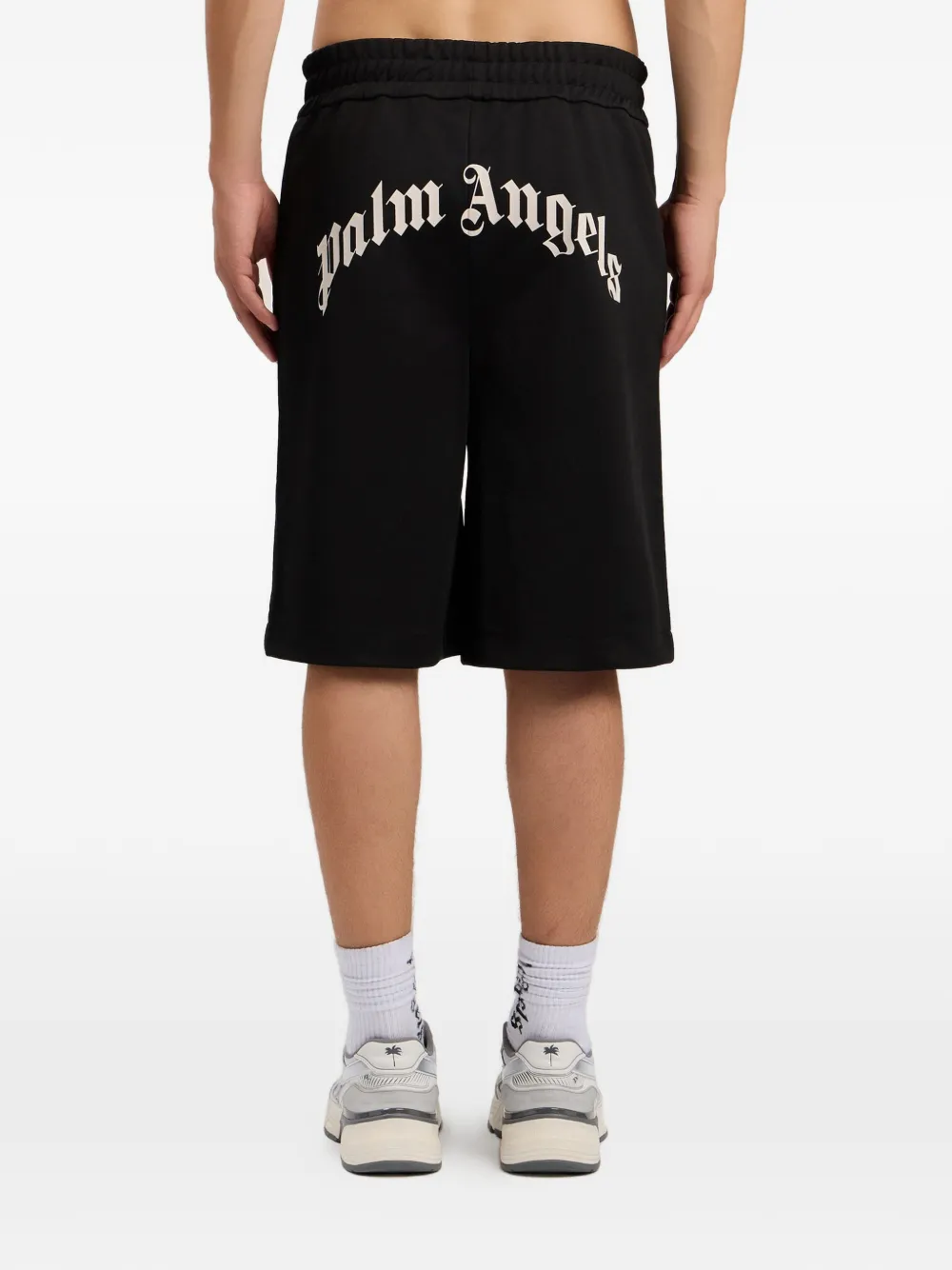 Palm Angels Trainingsshorts met gewelfd logo Zwart
