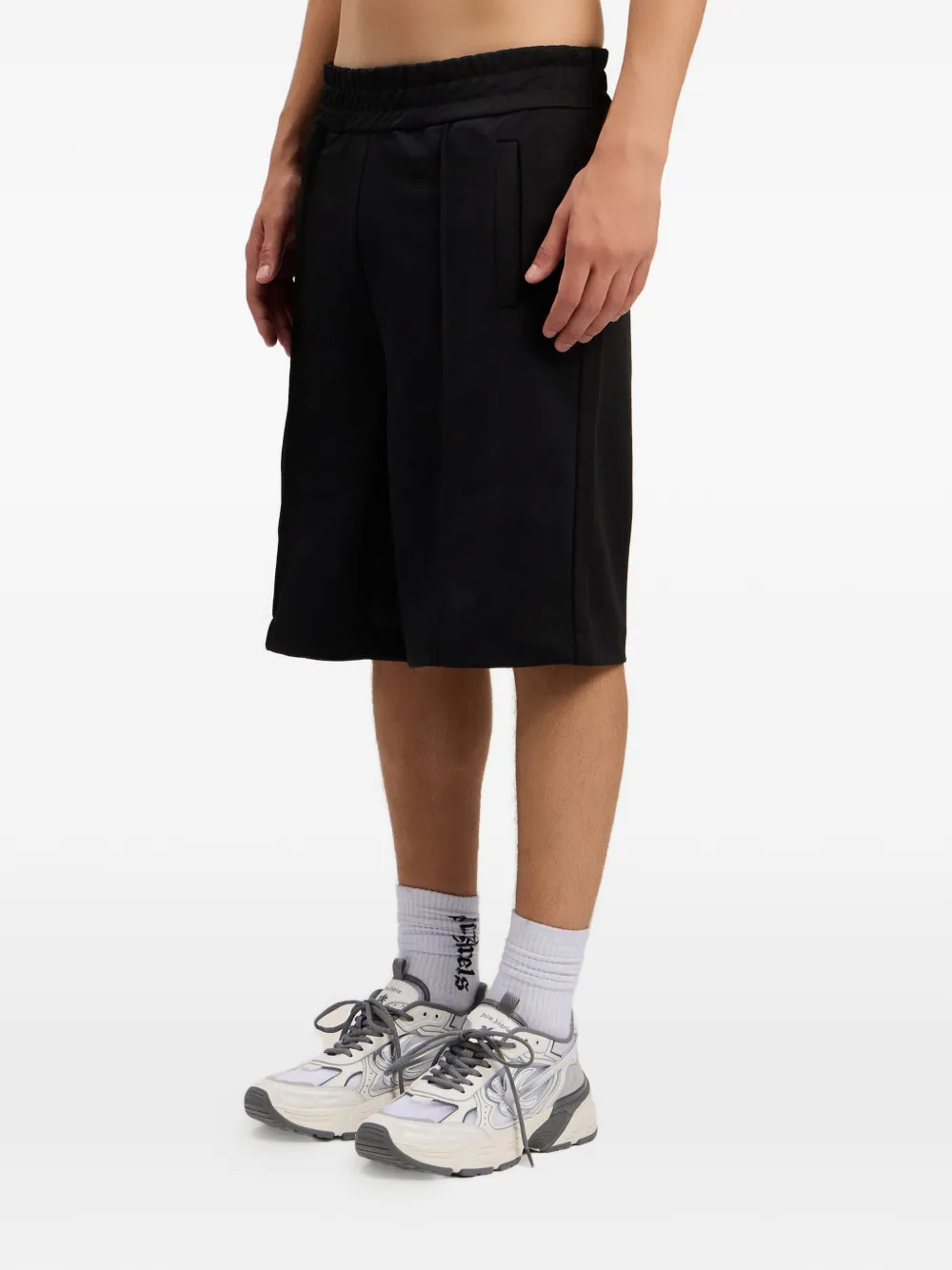 Palm Angels Trainingsshorts met gewelfd logo Zwart