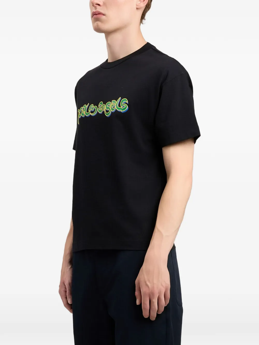 Palm Angels T-shirt met logo Zwart