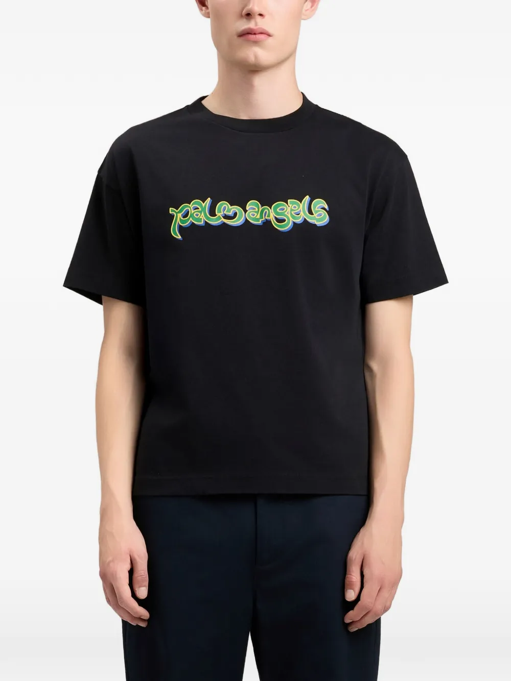 Palm Angels T-shirt met logo Zwart