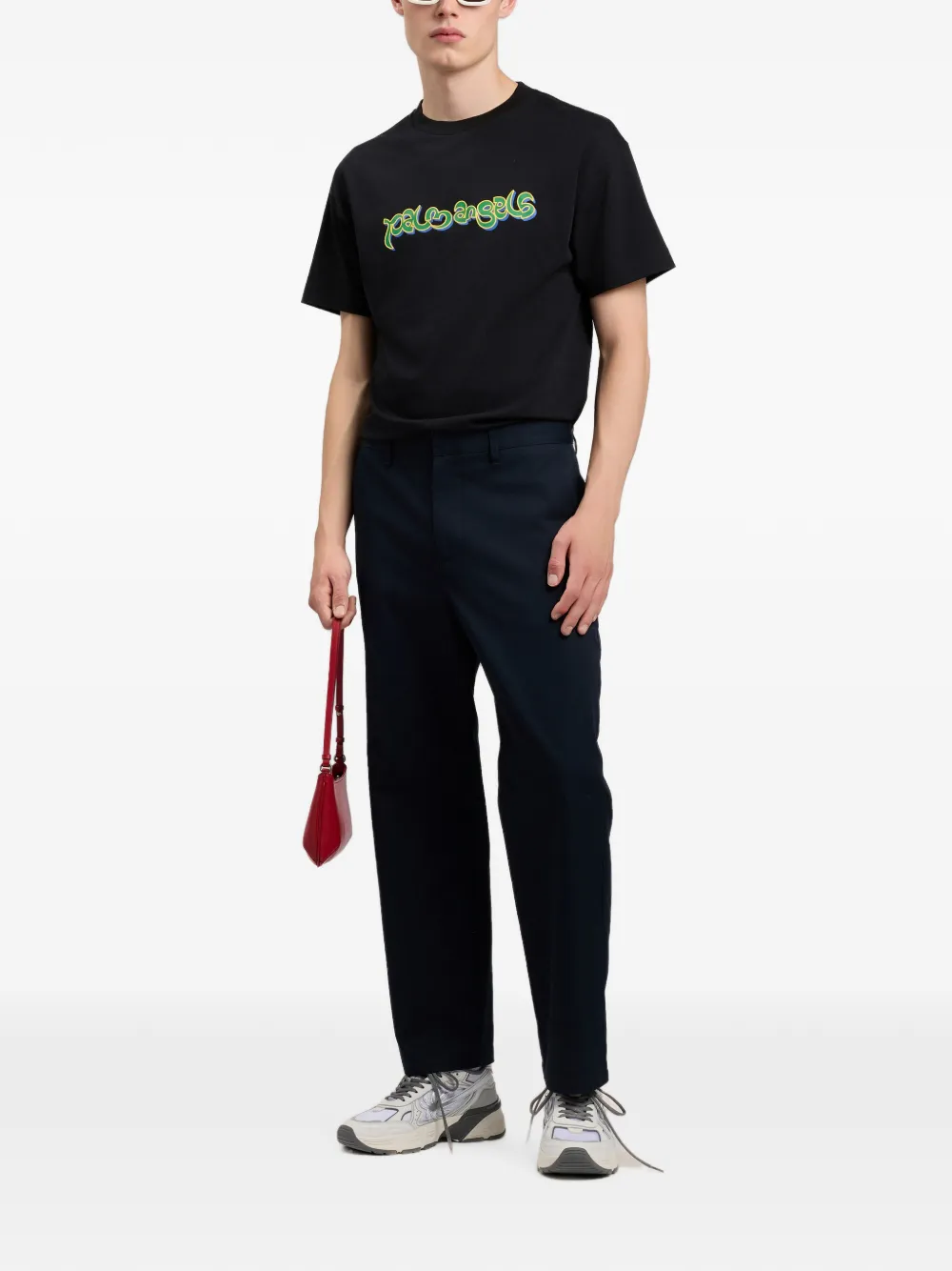 Palm Angels T-shirt met logo Zwart