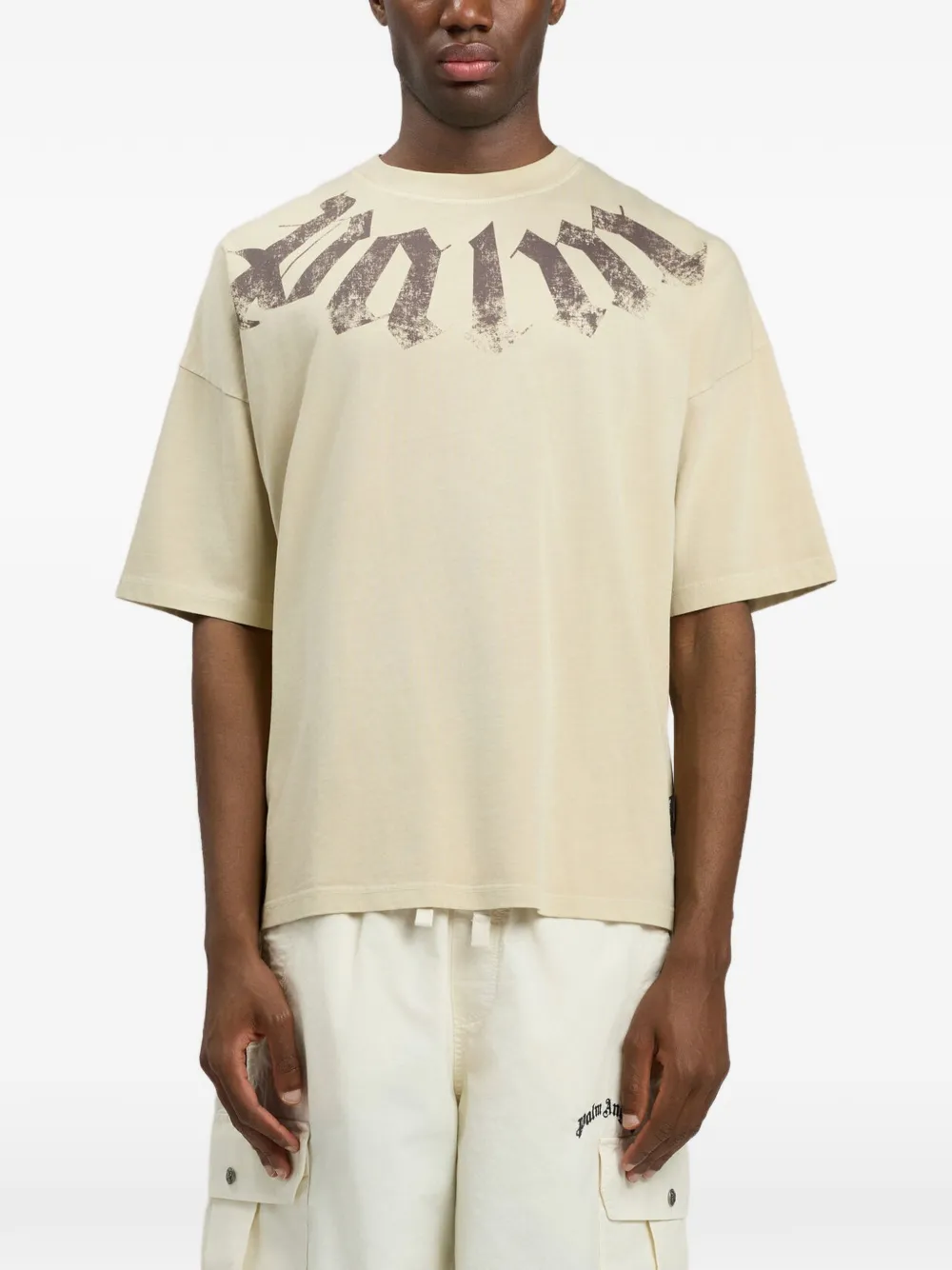 Palm Angels T-shirt met logo Beige