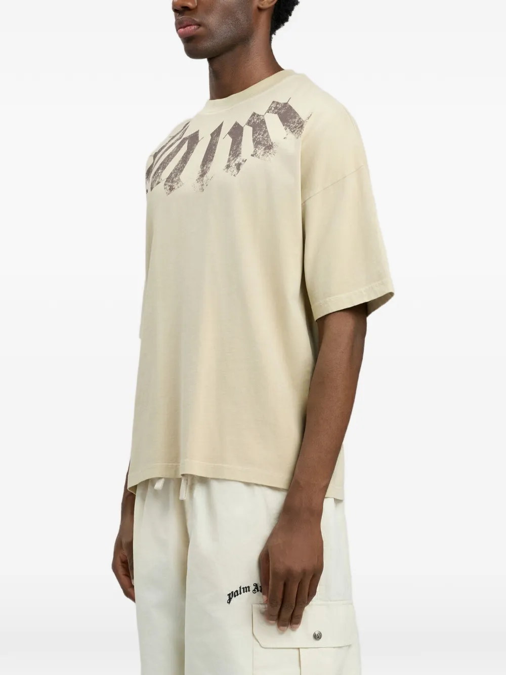 Palm Angels T-shirt met logo Beige