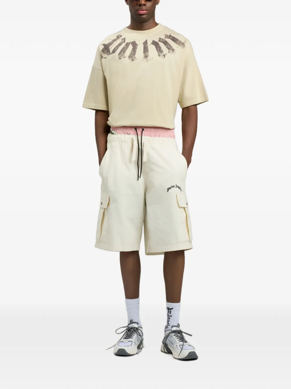 Palm Angels T-shirt met logo Beige