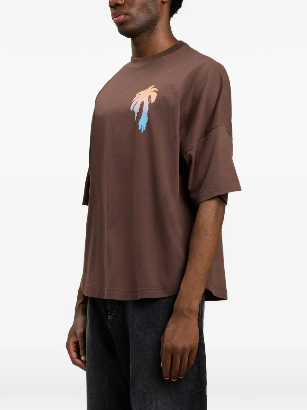 Palm Angels Oversized T-shirt met grafische print Bruin
