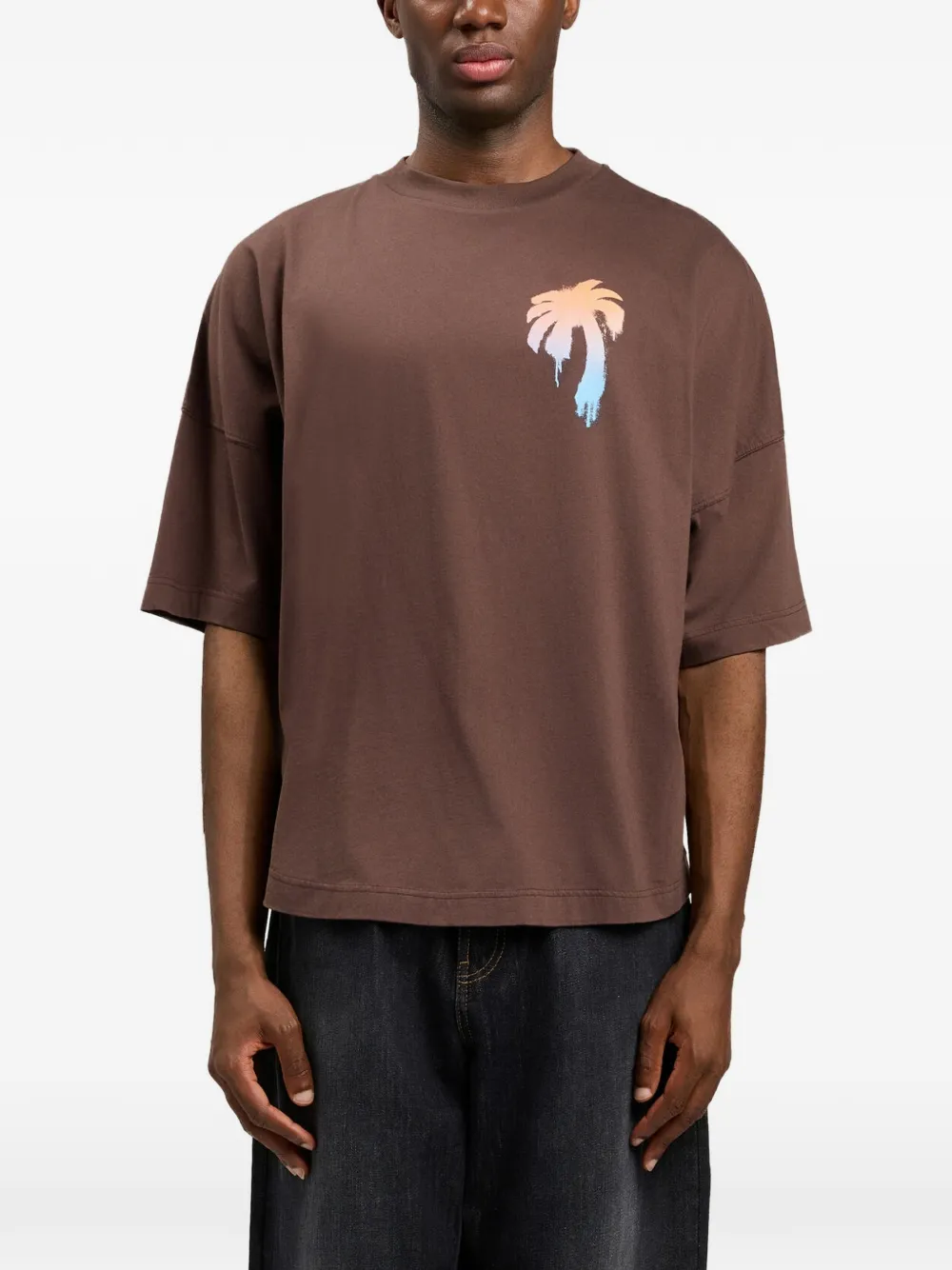 Palm Angels Oversized T-shirt met grafische print Bruin